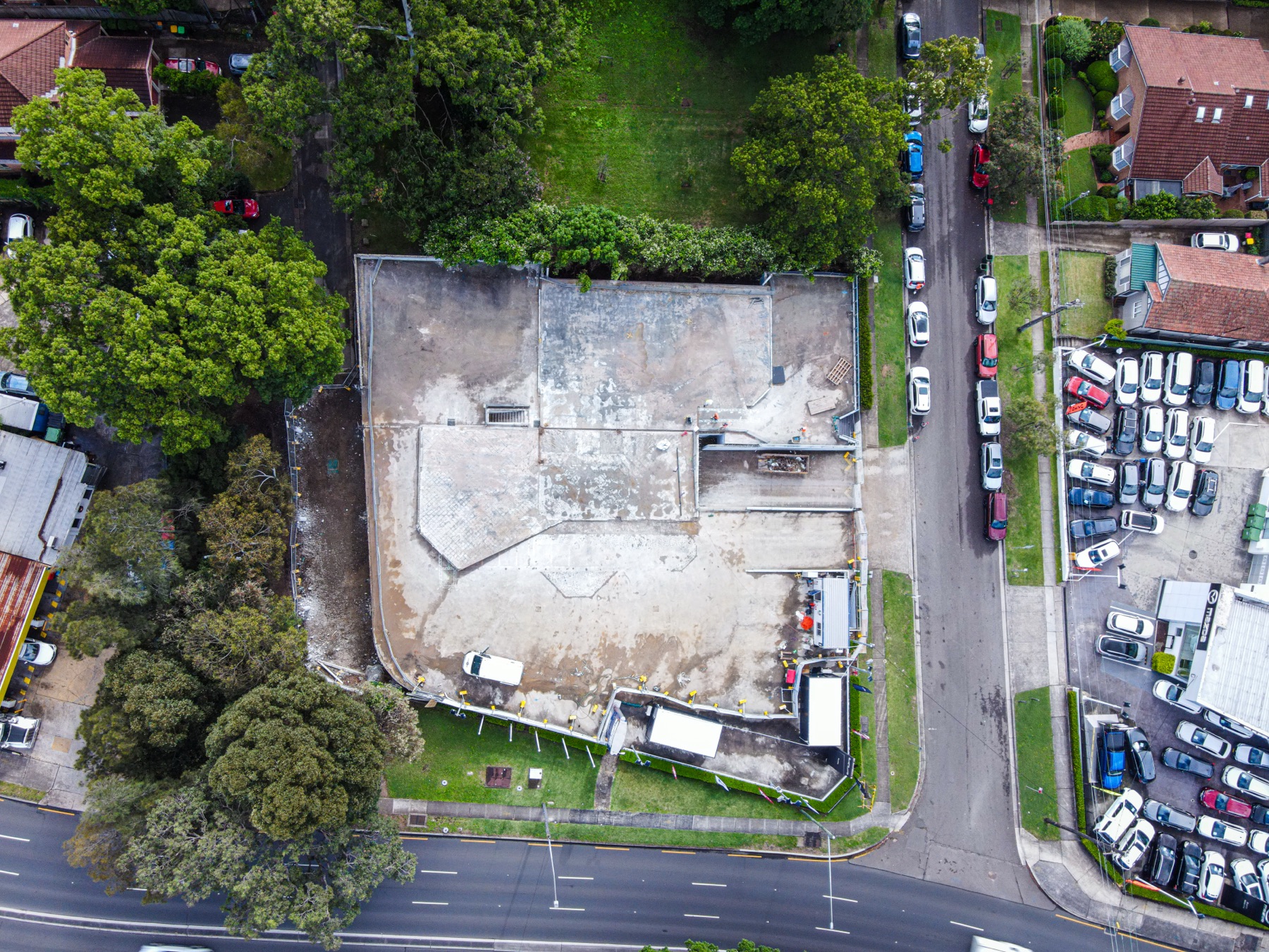 Aerial photo of the Kia West Ryde demolition site