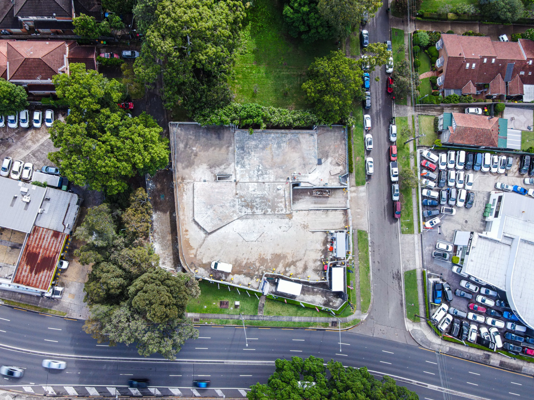 Aerial drone photo of the A1 Demolition project at Kia West Ryde