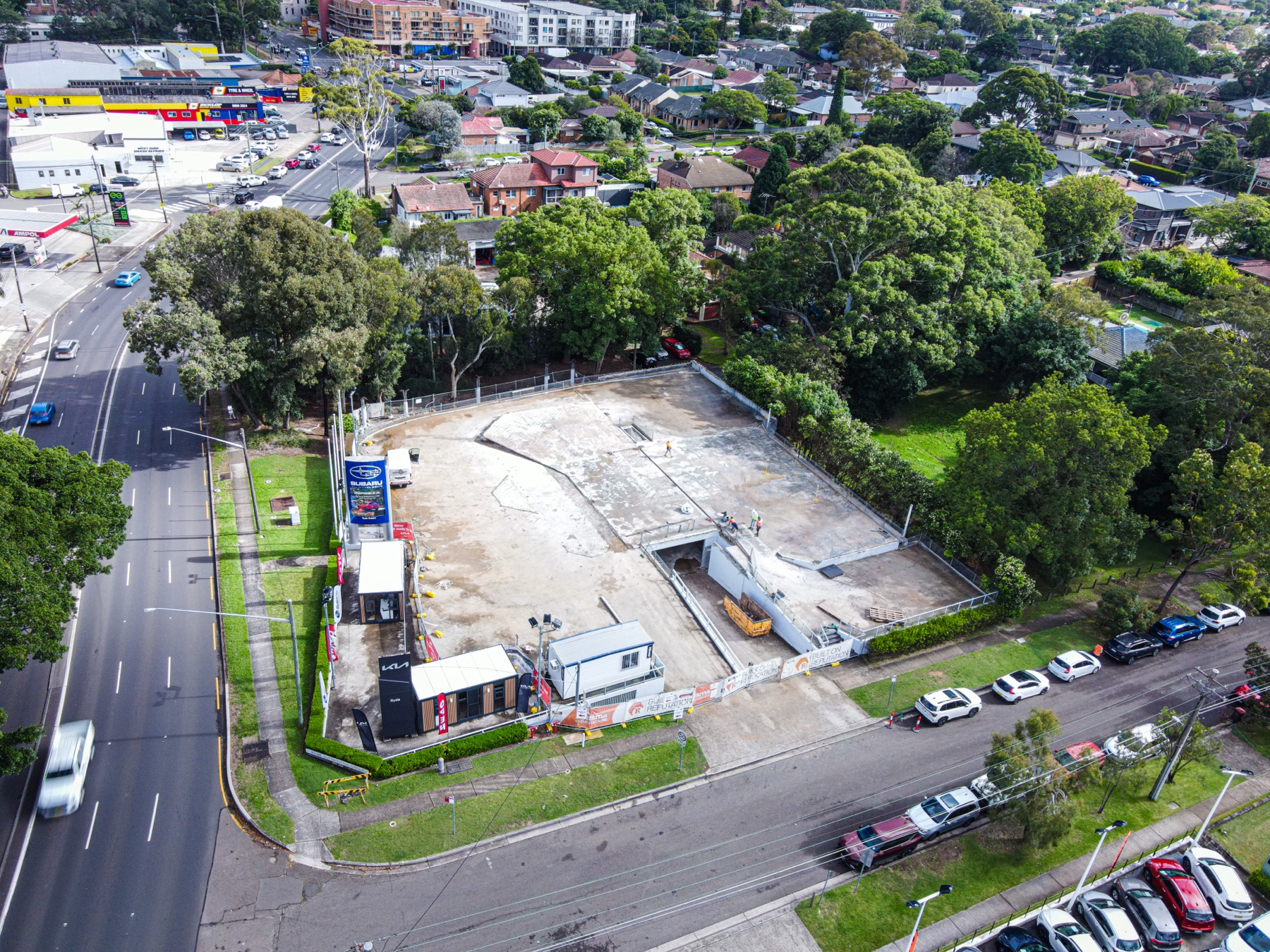 Aerial photo of the Kia West Ryde demolition site