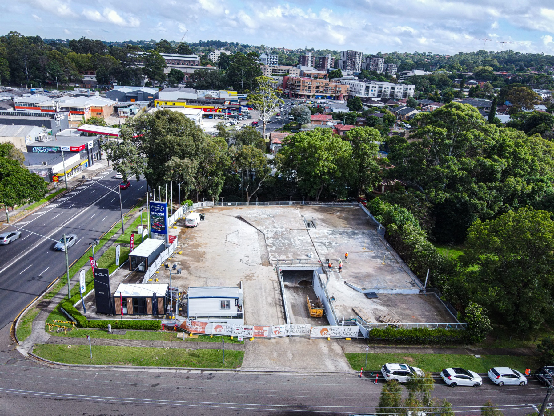 Aerial photo of the Kia West Ryde demolition site