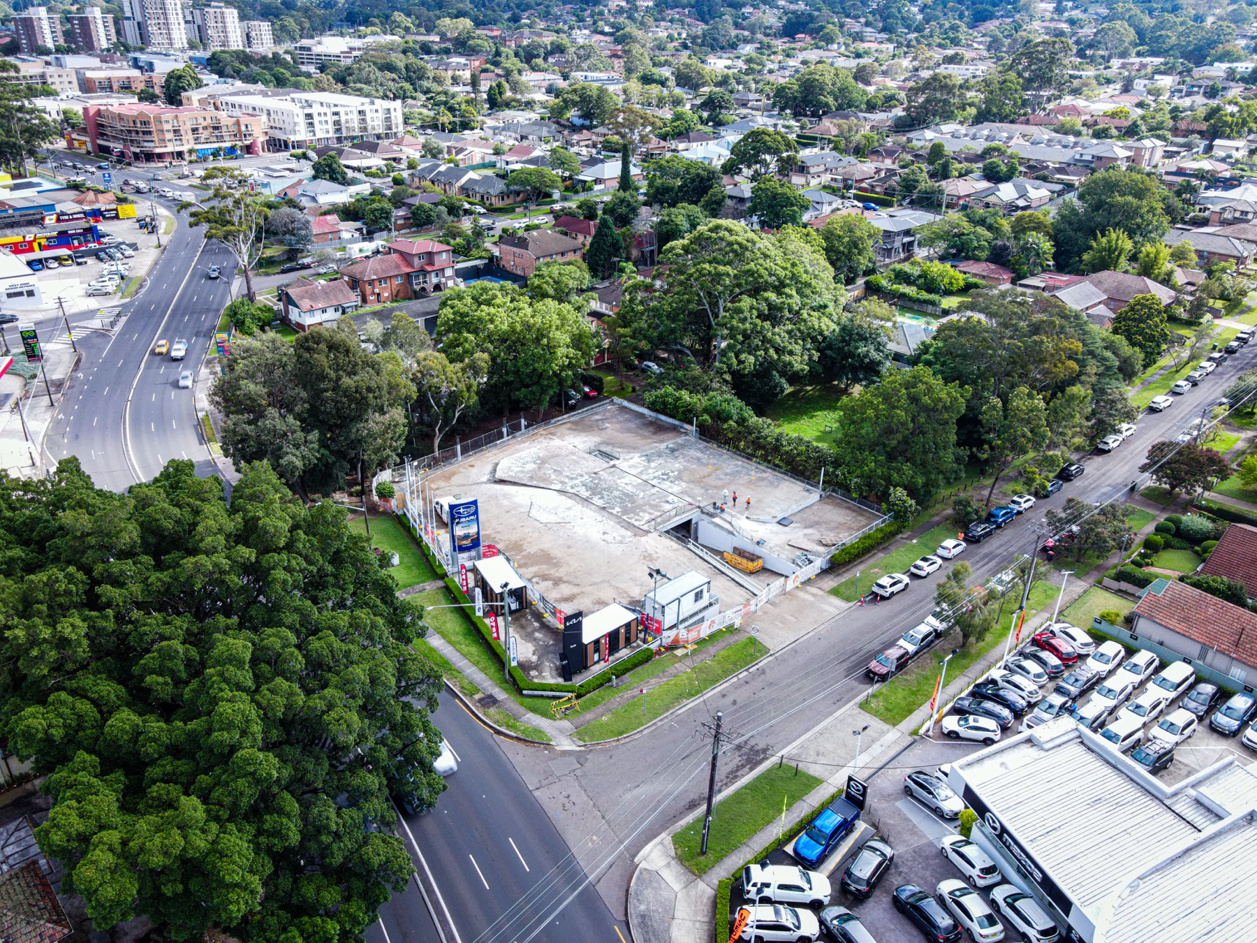 Aerial photo of the Kia West Ryde demolition site