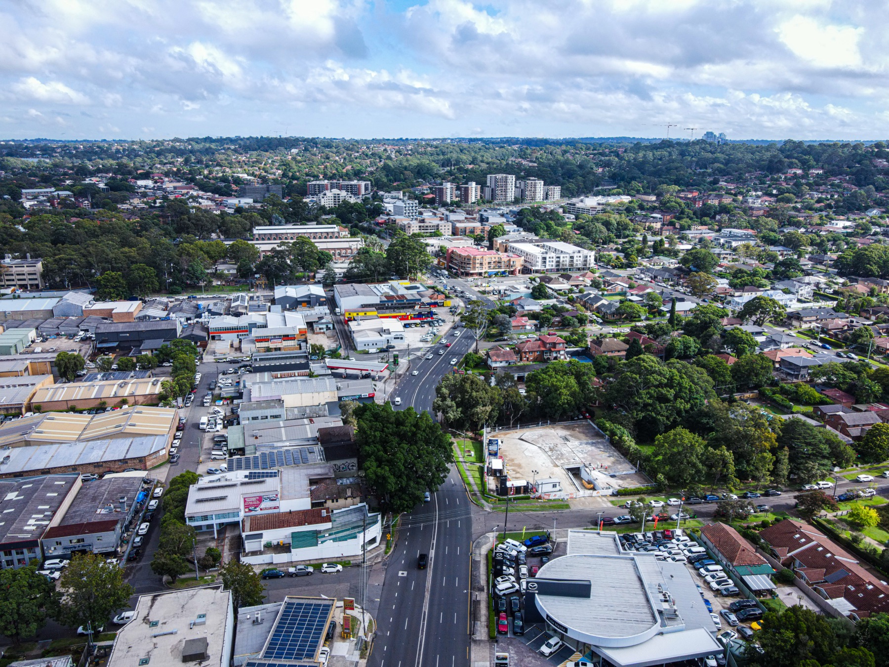 Aerial photo of the Kia West Ryde demolition site
