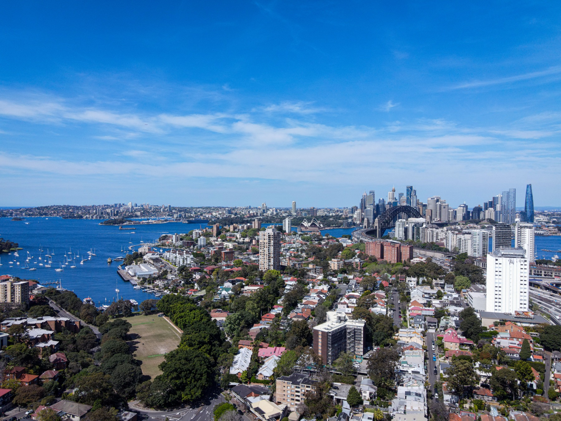 High-rise scaffold with Sydney Harbour views, North Sydney, by Stronghold Hire Scaffolding