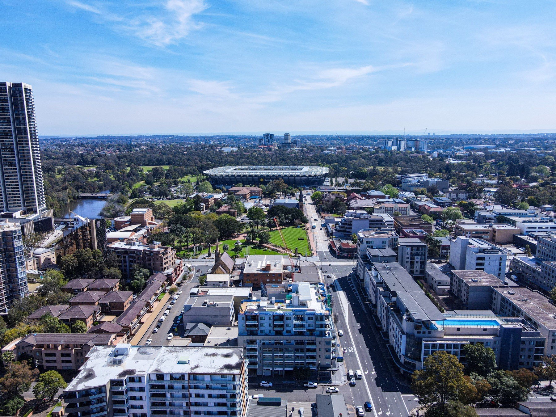 High-rise edge protection install, Parramatta, by Edge Protection Hire