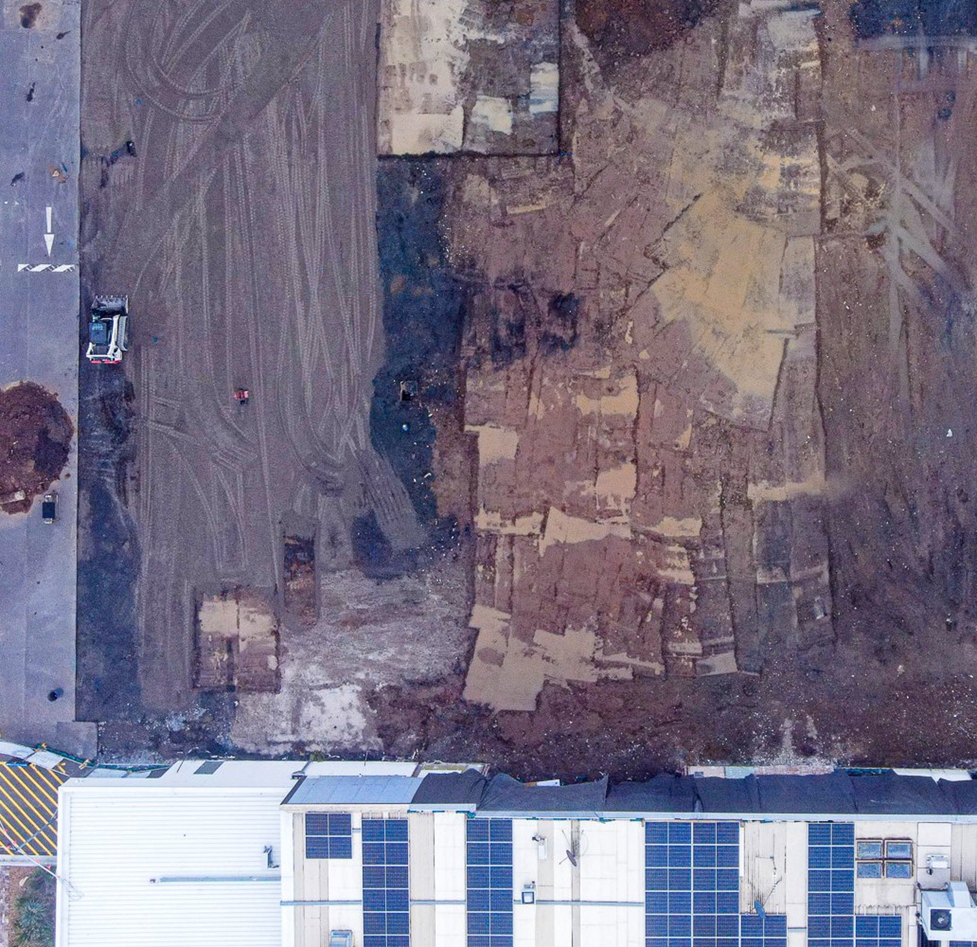 Aerial top-down photo of the Vineyard site after clearance, fully cleared