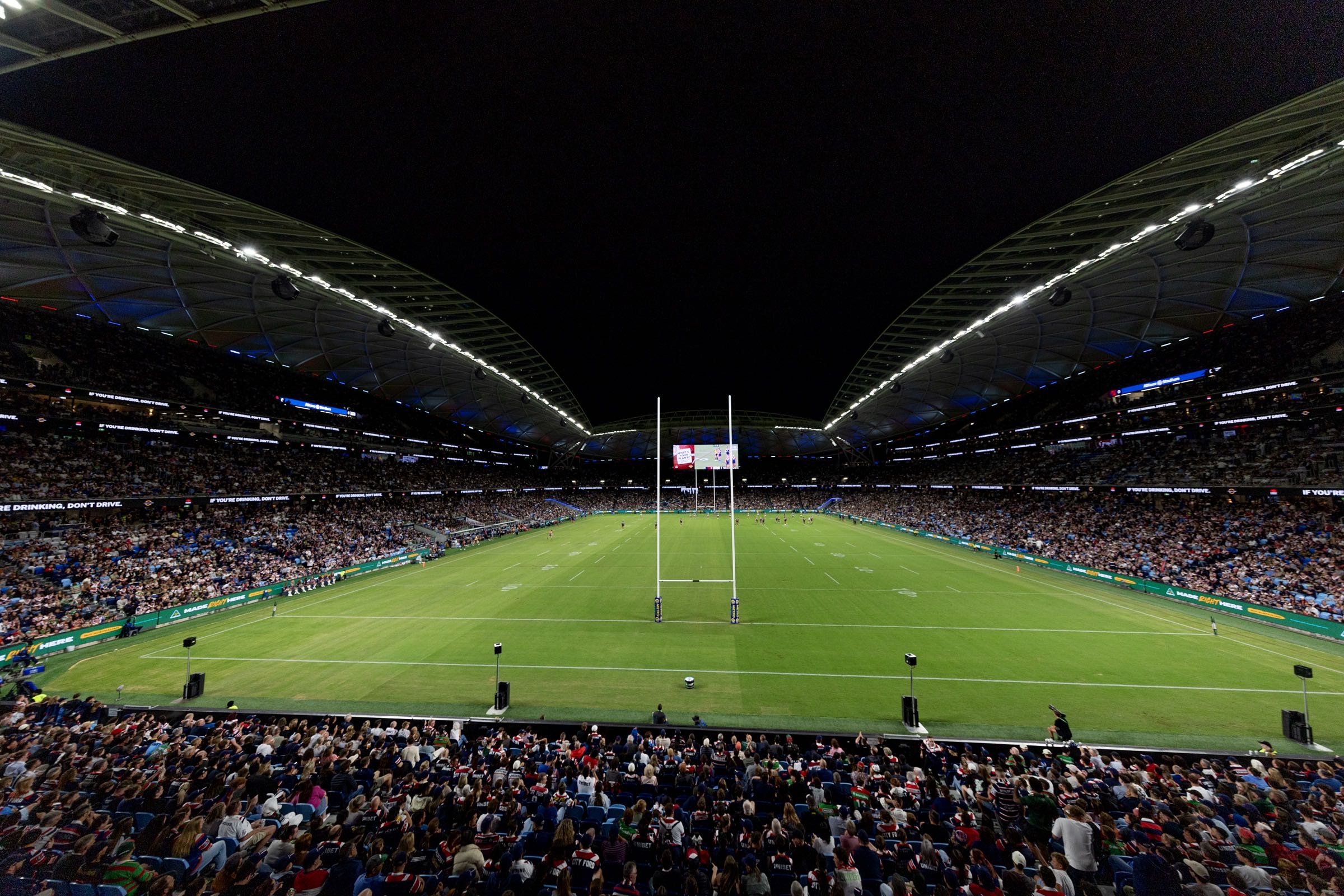 Unibet LED perimeter board visible behind a packed crowd at Allianz Stadium